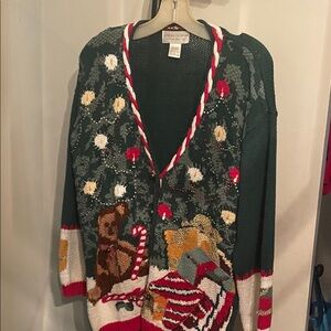 Charming Holiday Cardigan with Festive Motifs